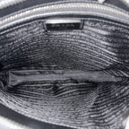 Prada Shoulder Bag Triangle Logo Crossbody Leather Black Silver — view 4