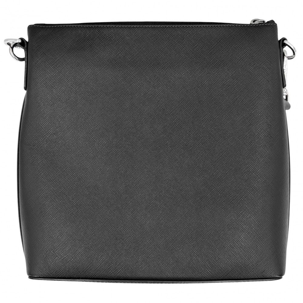Prada Shoulder Bag Triangle Logo Crossbody Leather Black Silver — view 2