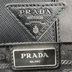 Prada Shoulder Bag Triangle Logo Crossbody Leather Black Silver — view 5