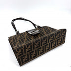 Fendi Tote Zucca Shoulder Bag Canvas Leather Brown Silver — view 3
