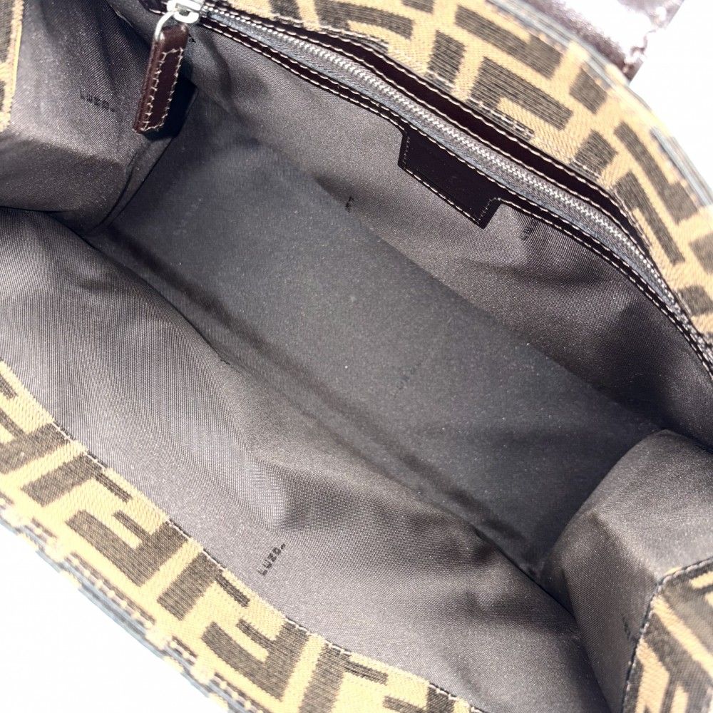 Fendi Tote Zucca Shoulder Bag Canvas Leather Brown Silver — view 4