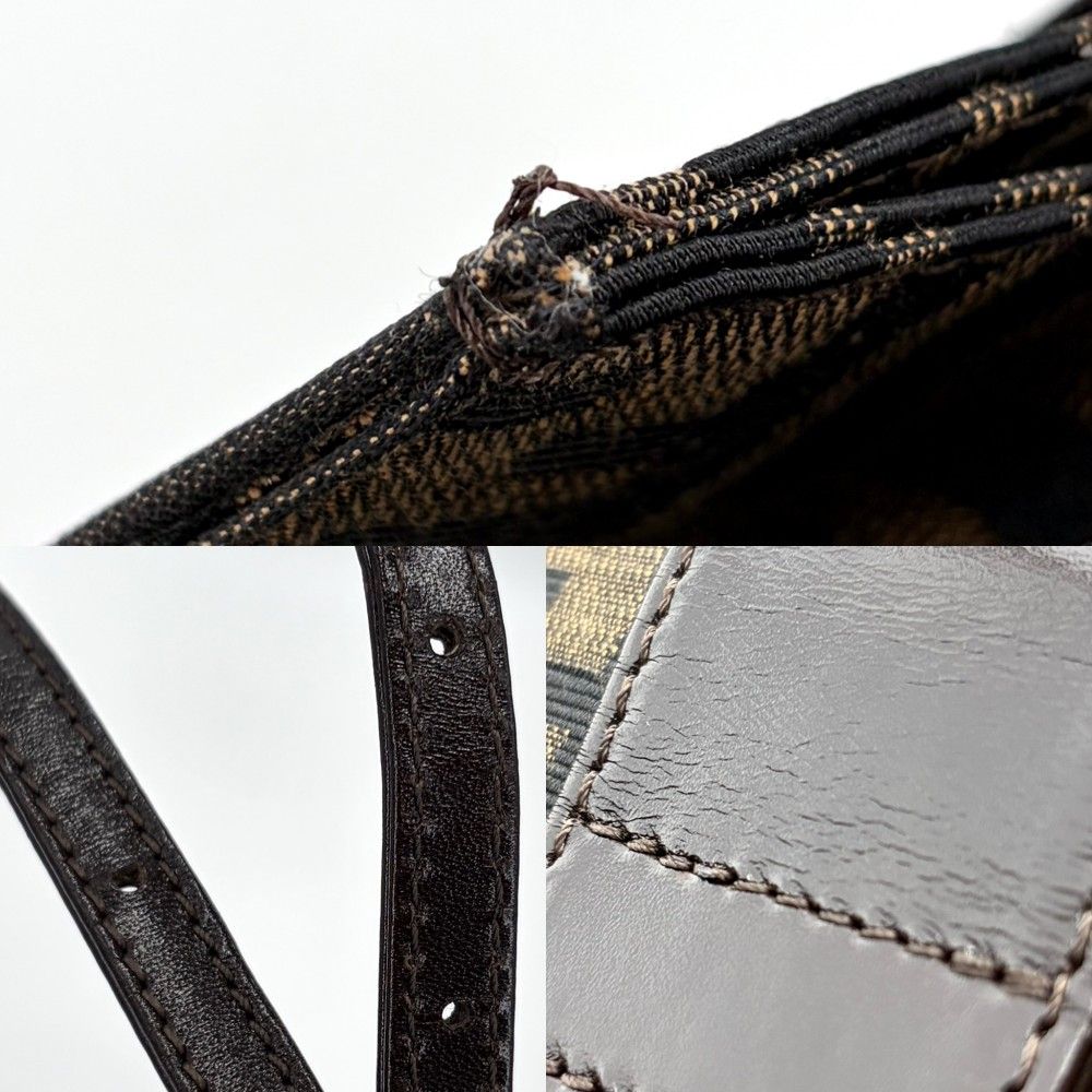Fendi Tote Zucca Shoulder Bag Canvas Leather Brown Silver — view 6