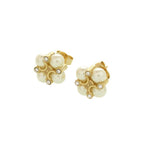 Celine Triomphe Faux Pearl Stone Gold Earrings