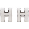 Hermes Pop Mini Metal Enamel White Earrings