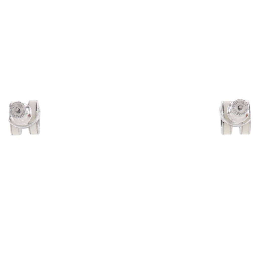 Hermes Pop Mini Metal Enamel White Earrings — view 3
