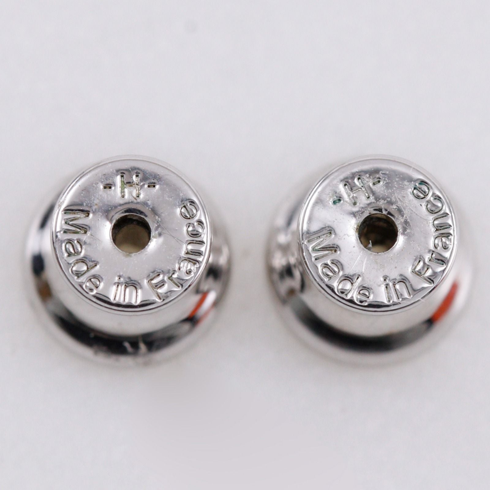 Hermes Pop Mini Metal Enamel White Earrings — view 6