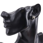Hermes Pop Mini Metal Enamel White Earrings — view 2