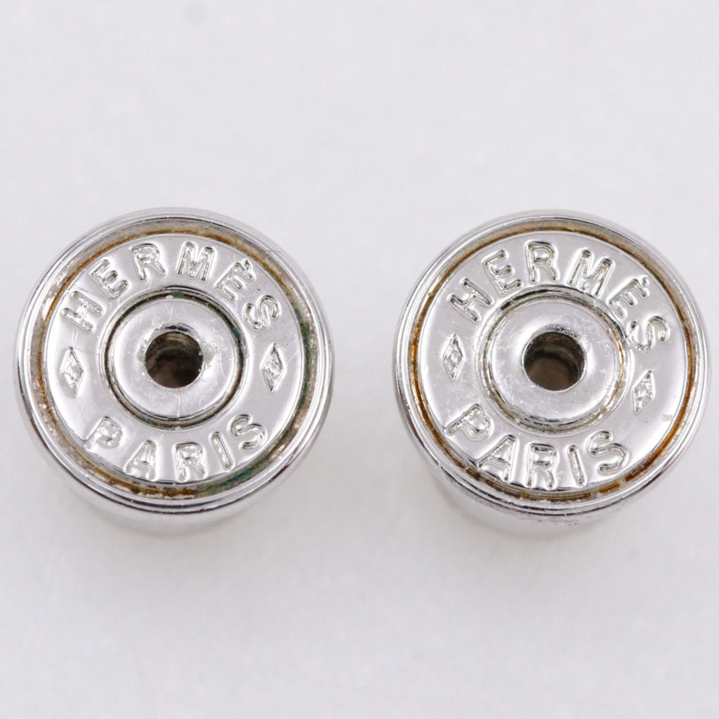 Hermes Pop Mini Metal Enamel White Earrings — view 7