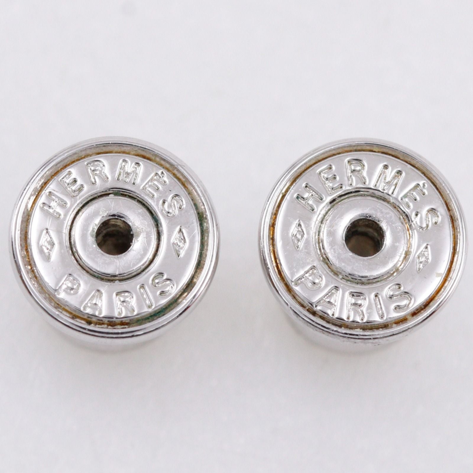 Hermes Pop Mini Metal Enamel White Earrings — view 7