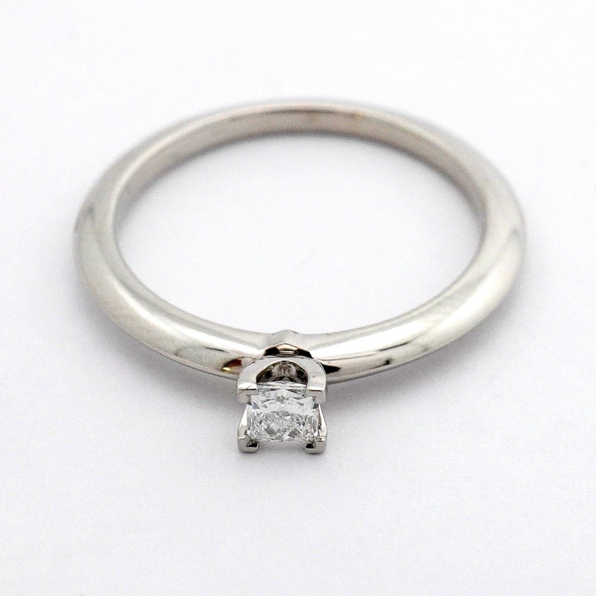 Tiffany & Co Ring Solitaire Square Cut Platinum Diamond — view 3