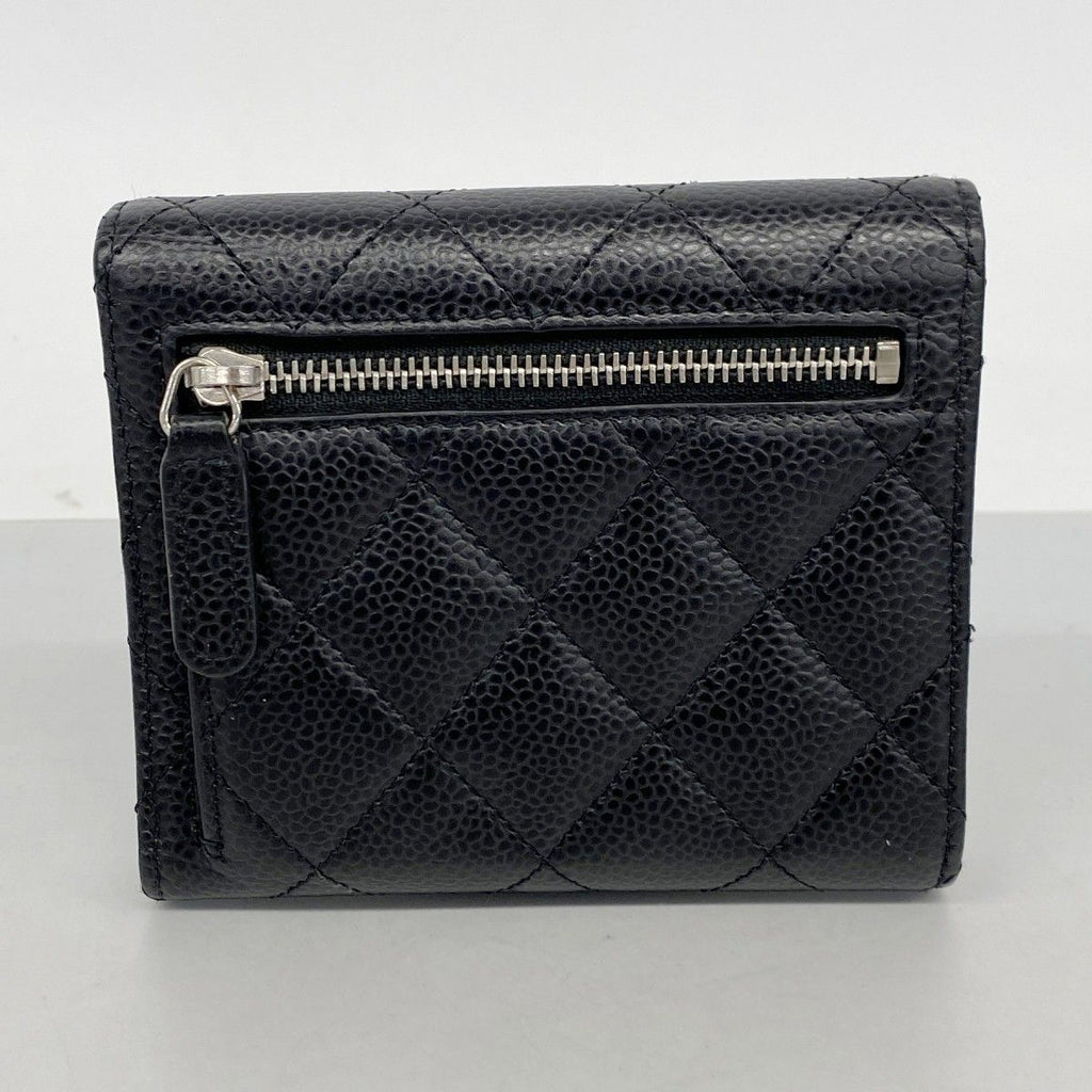 Chanel Trifold Wallet Quilted Caviar Leather Black Gold — view 7