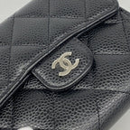 Chanel Trifold Wallet Quilted Caviar Leather Black Gold — view 6