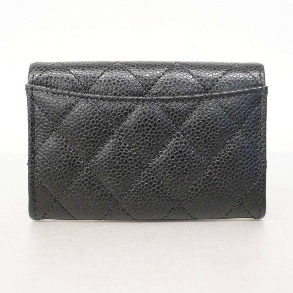 Chanel Card Case Quilted Caviar Leather Black Gold — view 5