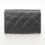 Chanel Card Case Quilted Caviar Leather Black Gold — view 5