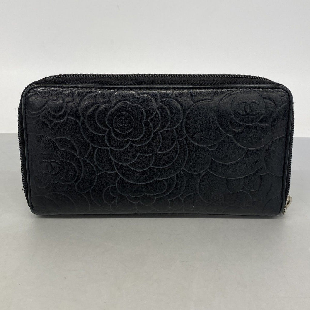 Chanel Wallet Camellia Lambskin Black Silver — view 8