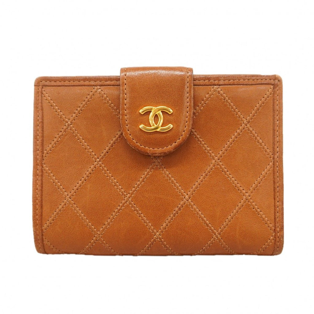 Chanel Wallet Bicolor Lambskin Brown Gold