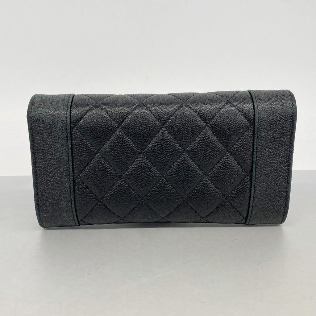Chanel Wallet Mademoiselle Caviar Leather Black Champagne Gold — view 9
