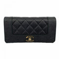 Chanel Wallet Mademoiselle Caviar Leather Black Champagne Gold