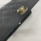 Chanel Wallet Mademoiselle Caviar Leather Black Champagne Gold — view 7