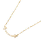 Tiffany & Co Necklace T Smile Mini Diamond 40 45.5 cm 18k