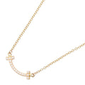 Tiffany & Co Necklace T Smile Mini Diamond 40.5 45.5 cm 18k Pink Gold