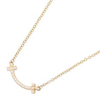 Tiffany & Co Necklace T Smile Mini Diamond 40.5 45.5 cm 18k Pink Gold