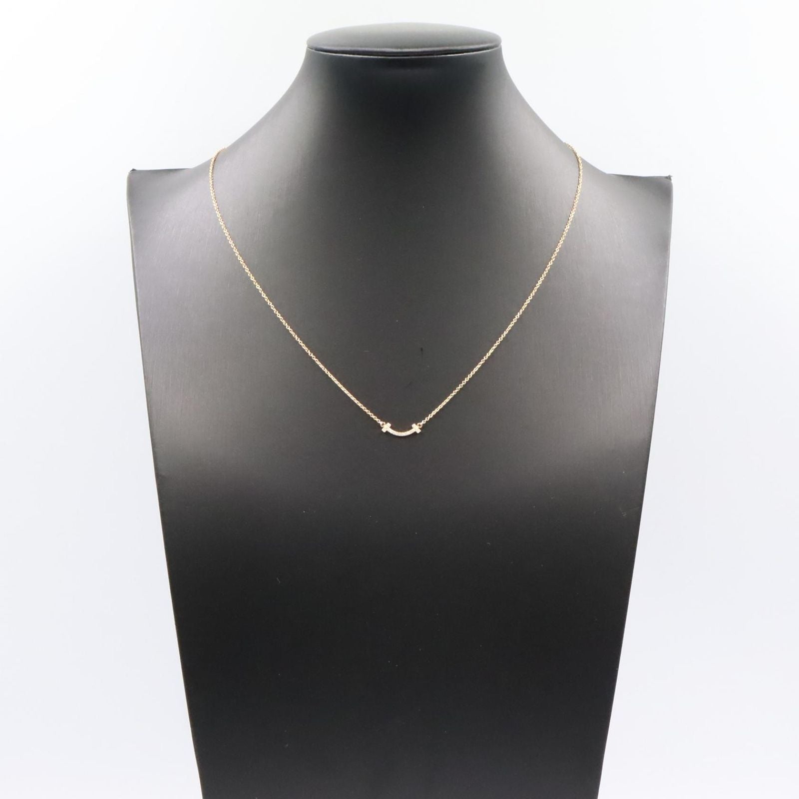 Tiffany & Co Necklace T Smile Mini Diamond 40.5 45.5 cm 18k Pink Gold — view 7