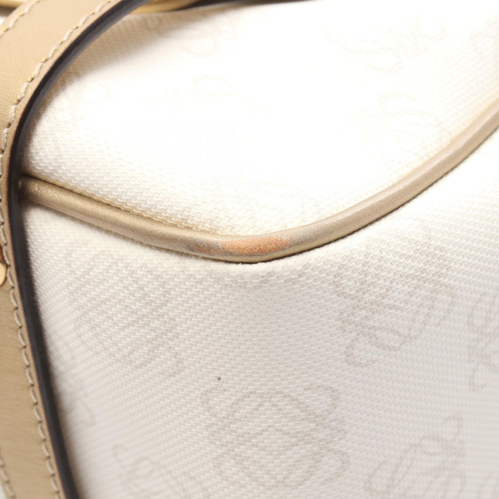 Loewe Handbag Pockets White Gold Canvas Leather Repeat Anagram — view 6