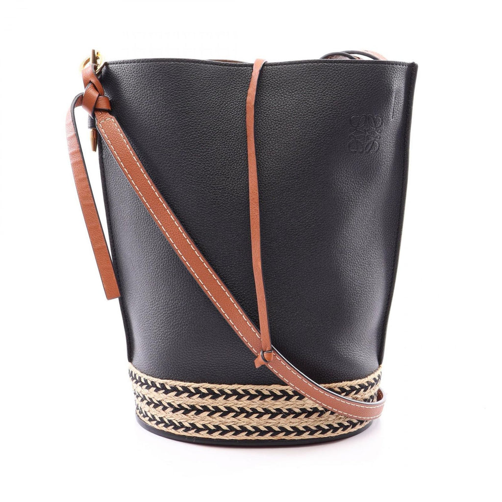 Loewe Shoulder Bag Gate Bucket Black Natural Leather