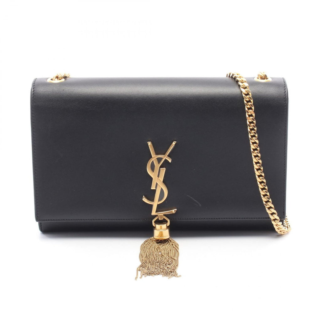 Saint Laurent Paris Shoulder Bag Kate Monogram Black Leather Tassel