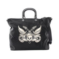 Prada Tote Skull Studs 2-Way Black Nylon Saffiano Leather Shoulder