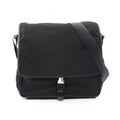 Prada Shoulder Bag Black Nylon Saffiano Leather