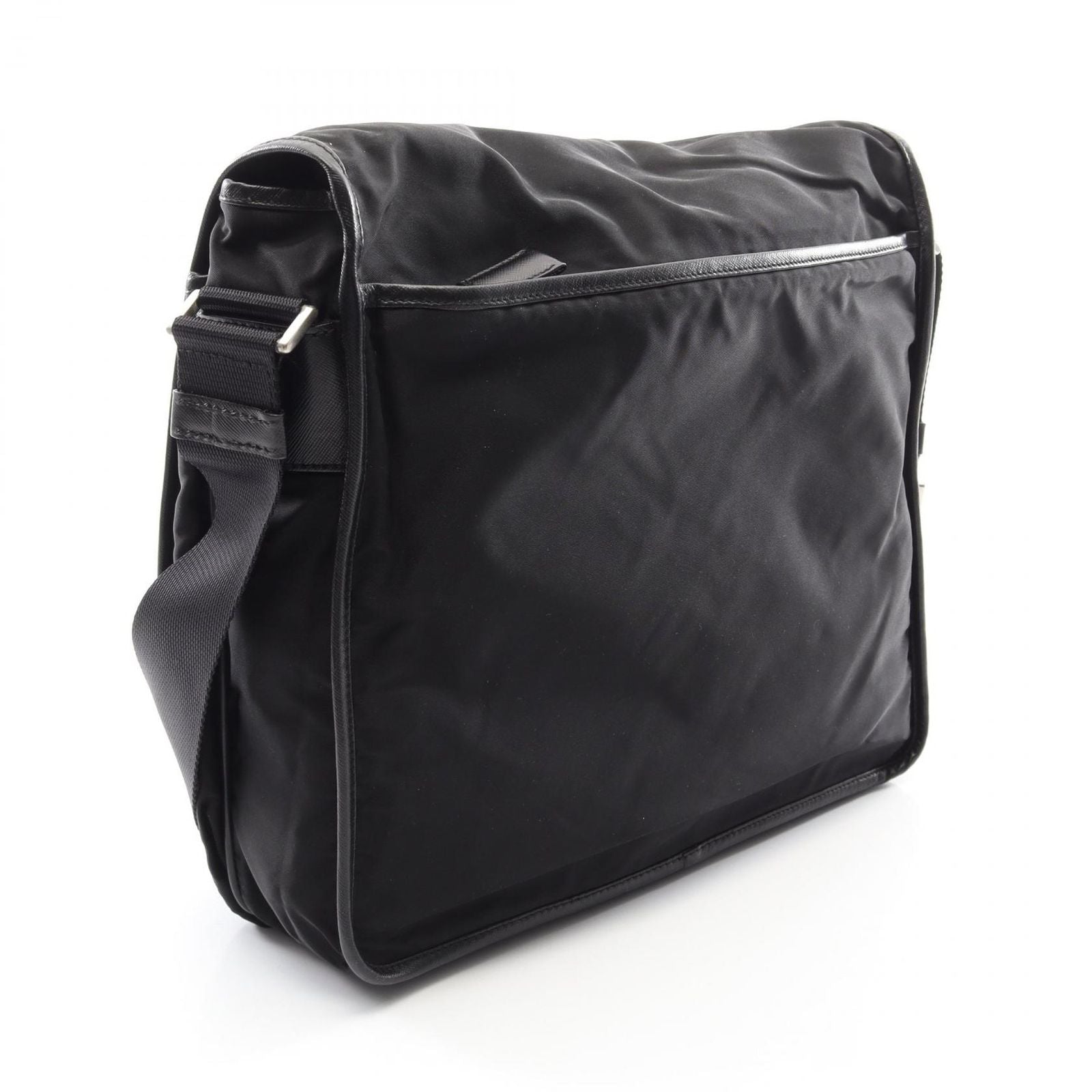 Prada Shoulder Bag Black Nylon Saffiano Leather — view 2