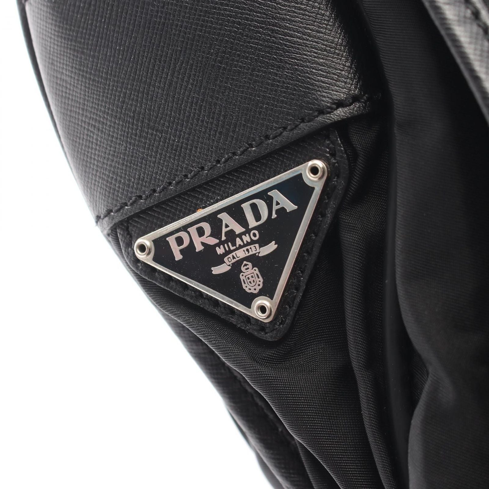 Prada Shoulder Bag Black Nylon Saffiano Leather — view 5