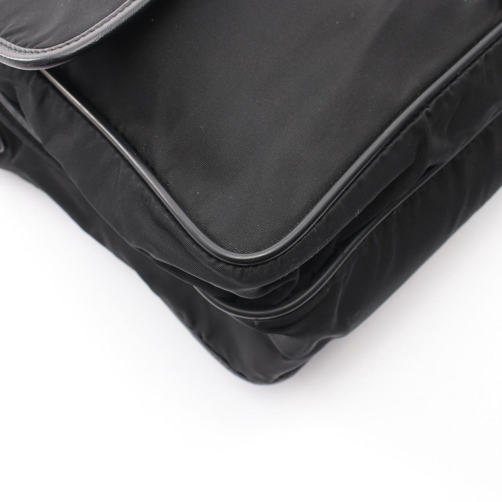 Prada Shoulder Bag Black Nylon Saffiano Leather — view 8