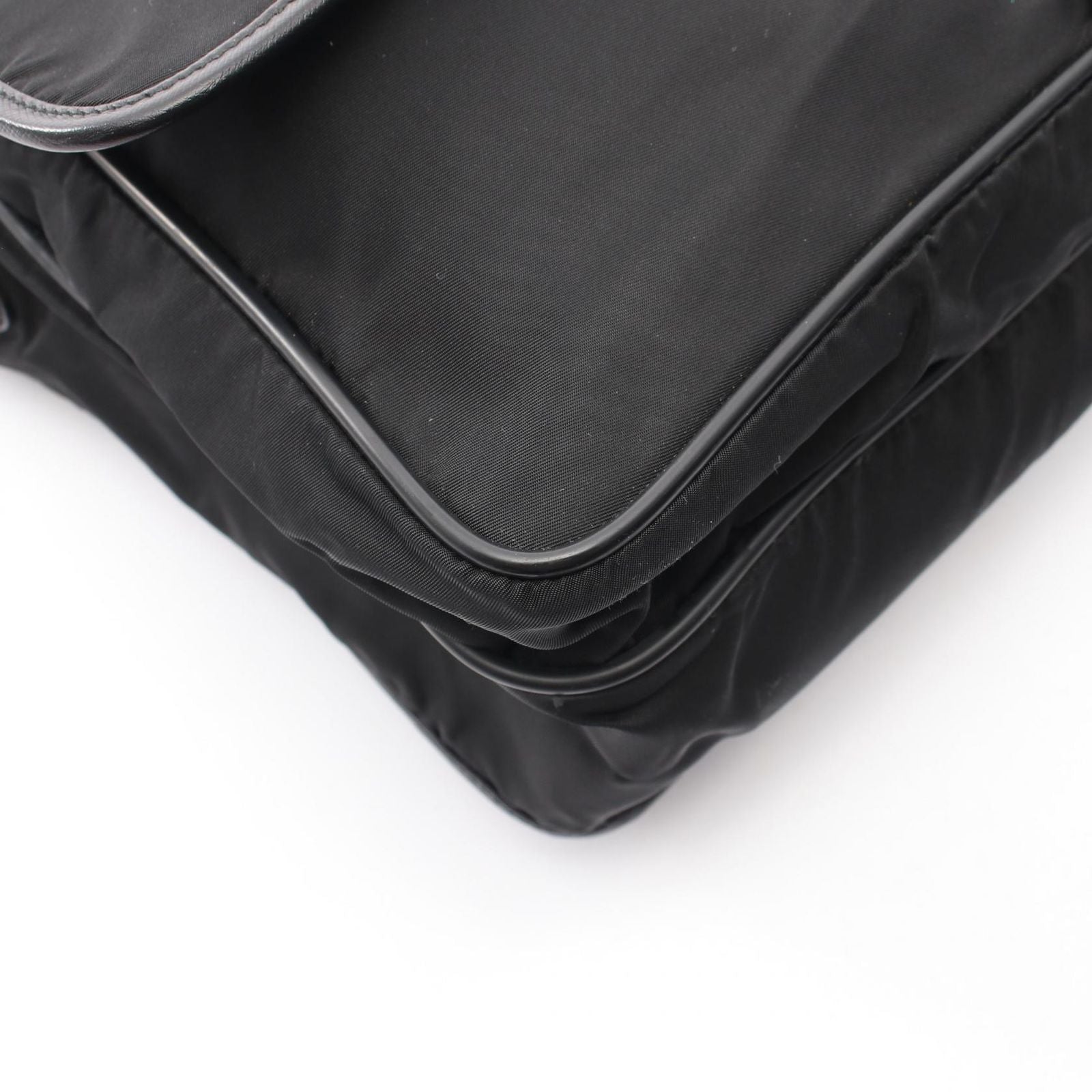 Prada Shoulder Bag Black Nylon Saffiano Leather — view 8