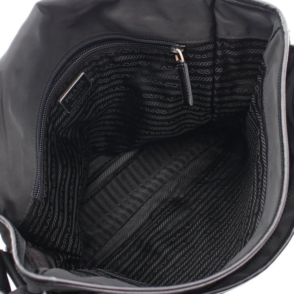 Prada Shoulder Bag Black Nylon Saffiano Leather — view 3
