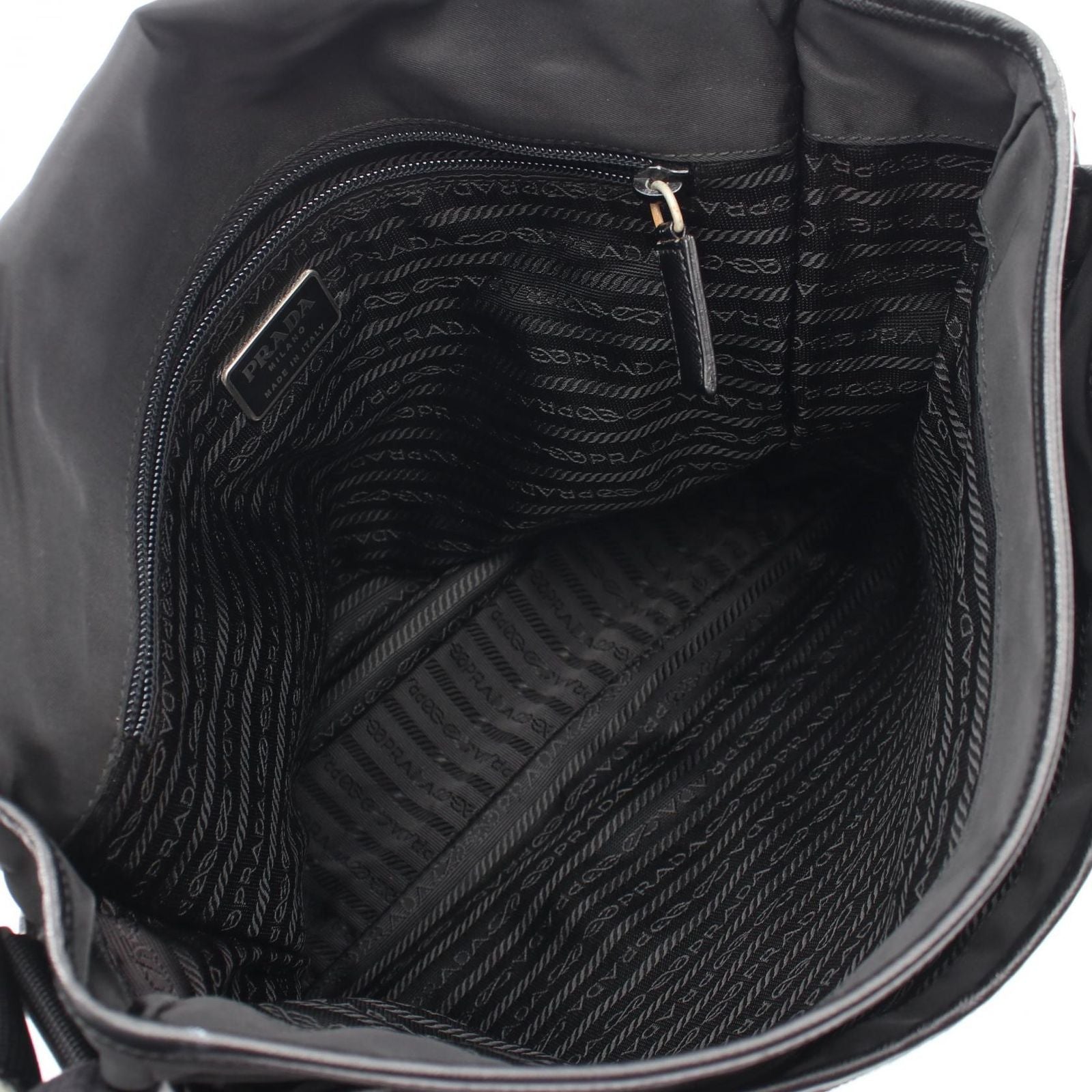 Prada Shoulder Bag Black Nylon Saffiano Leather — view 3