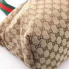 Gucci Tote Webbing Line Mother's Brown Canvas Leather Sherry — view 6