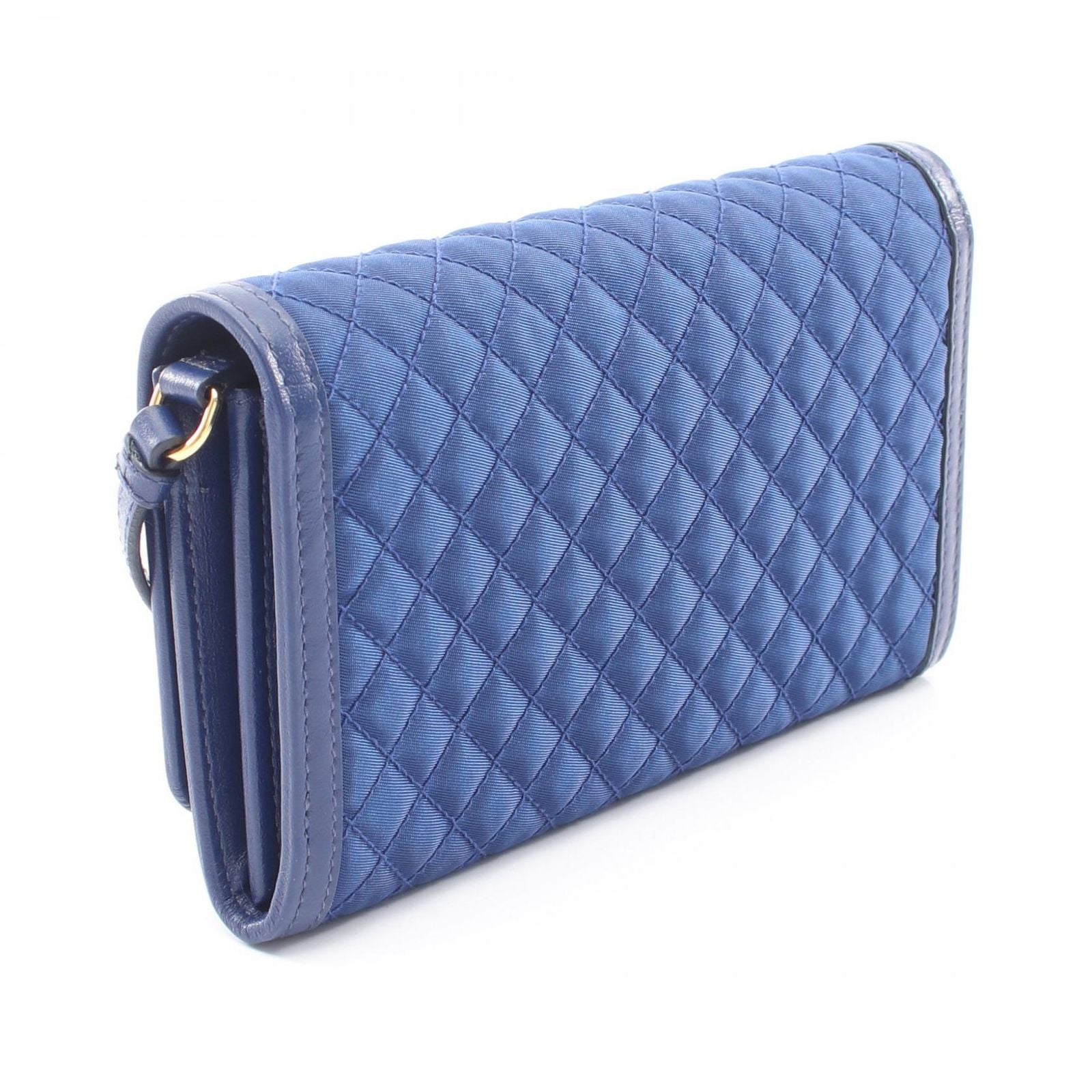 Prada Shoulder Bag Quilted Blue Nylon Leather Wallet — view 2