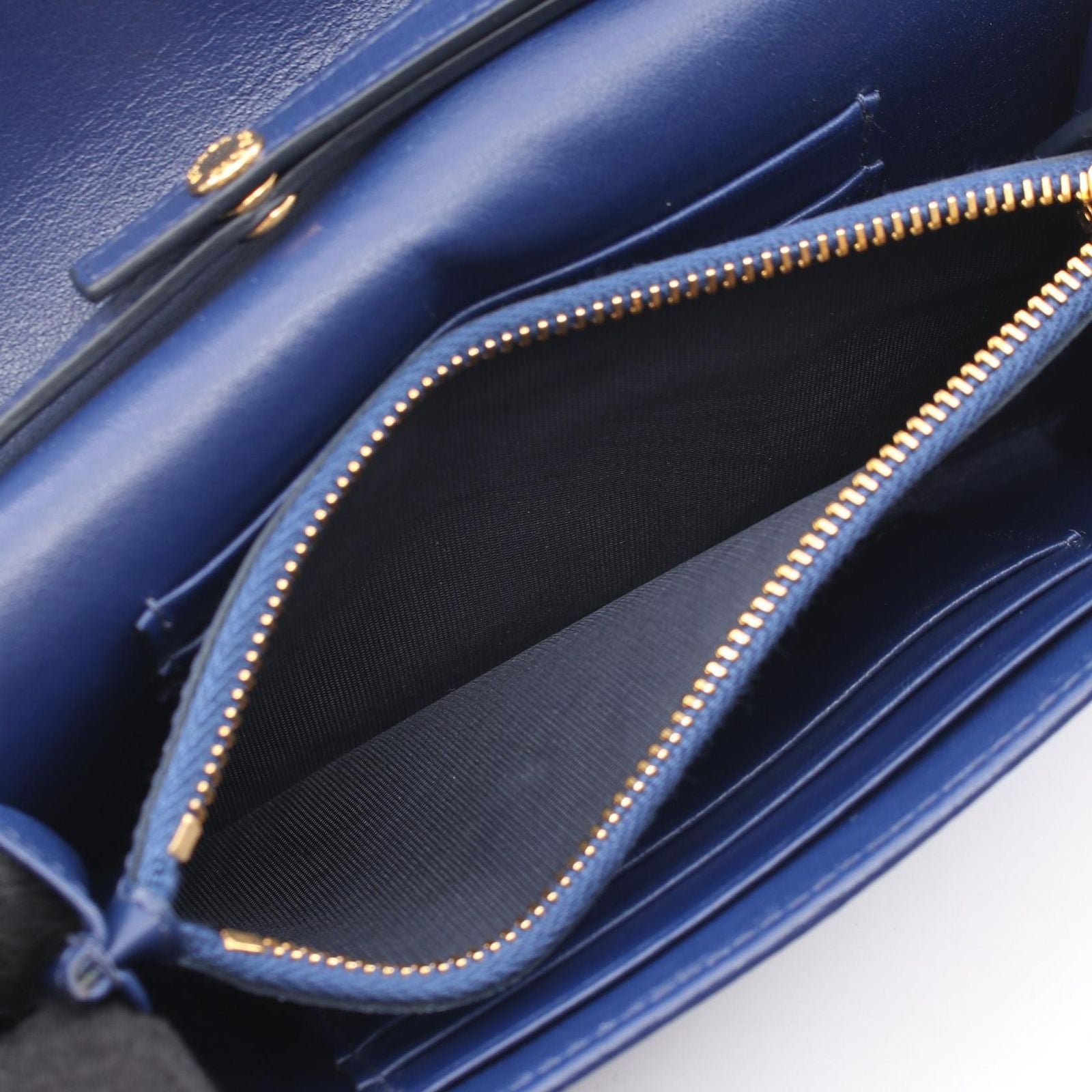Prada Shoulder Bag Quilted Blue Nylon Leather Wallet — view 9