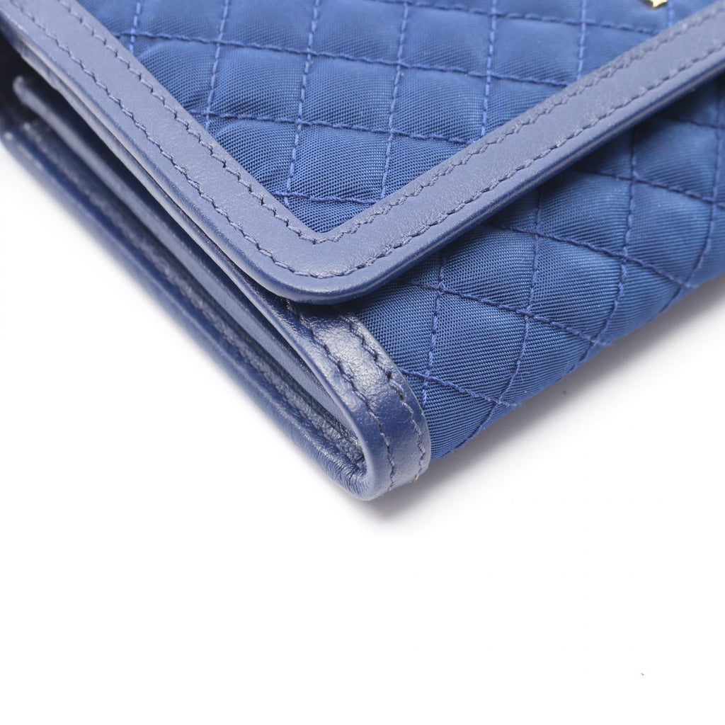 Prada Shoulder Bag Quilted Blue Nylon Leather Wallet — view 5