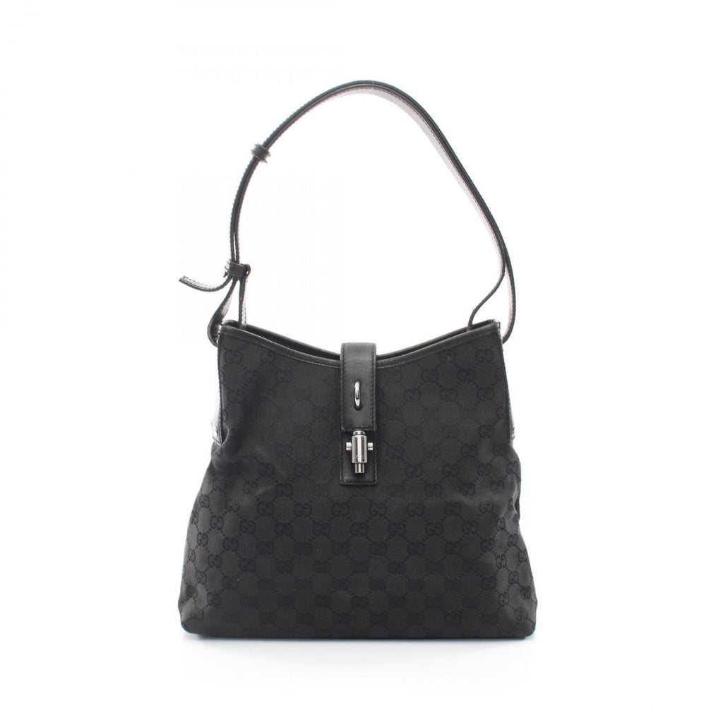 Gucci Shoulder Bag Jackie GG Canvas Black New