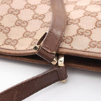 Gucci Tote GG Pattern 002 Dark Brown Beige Canvas Leather — view 6