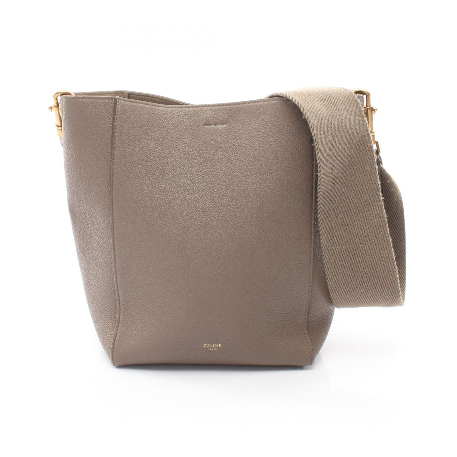 Celine Shoulder Bag Sangle Bucket Small Gray Leather