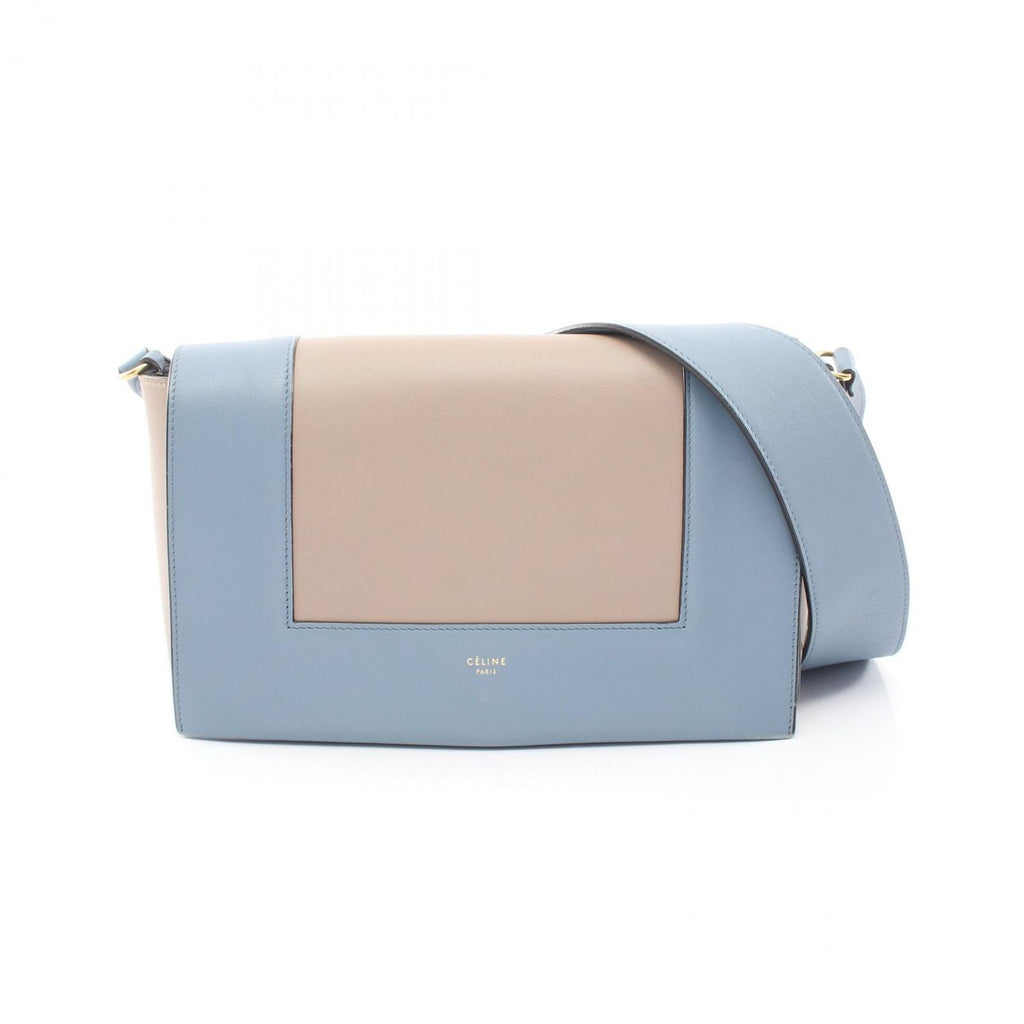 Celine Shoulder Bag Frame Gray Light Blue Leather