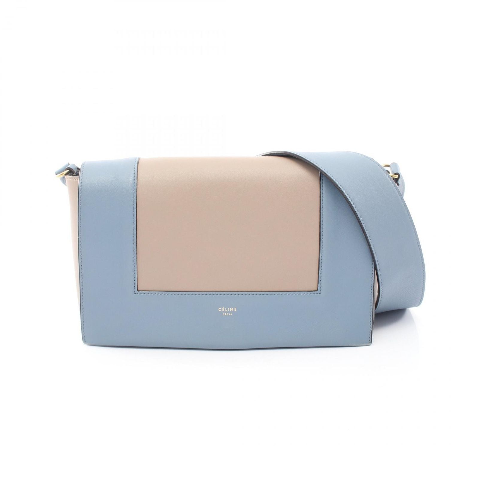 Celine Shoulder Bag Frame Gray Light Blue Leather
