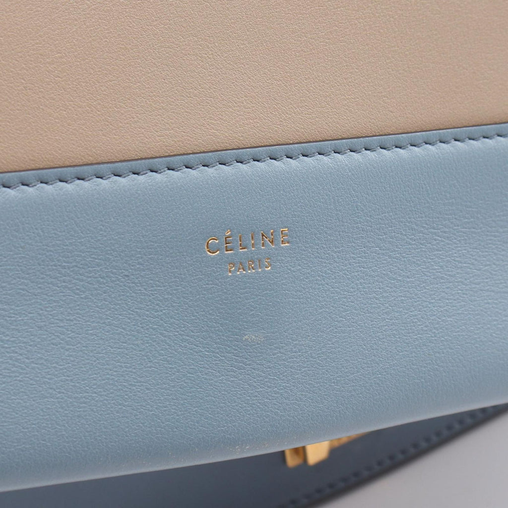 Celine Shoulder Bag Frame Gray Light Blue Leather — view 4
