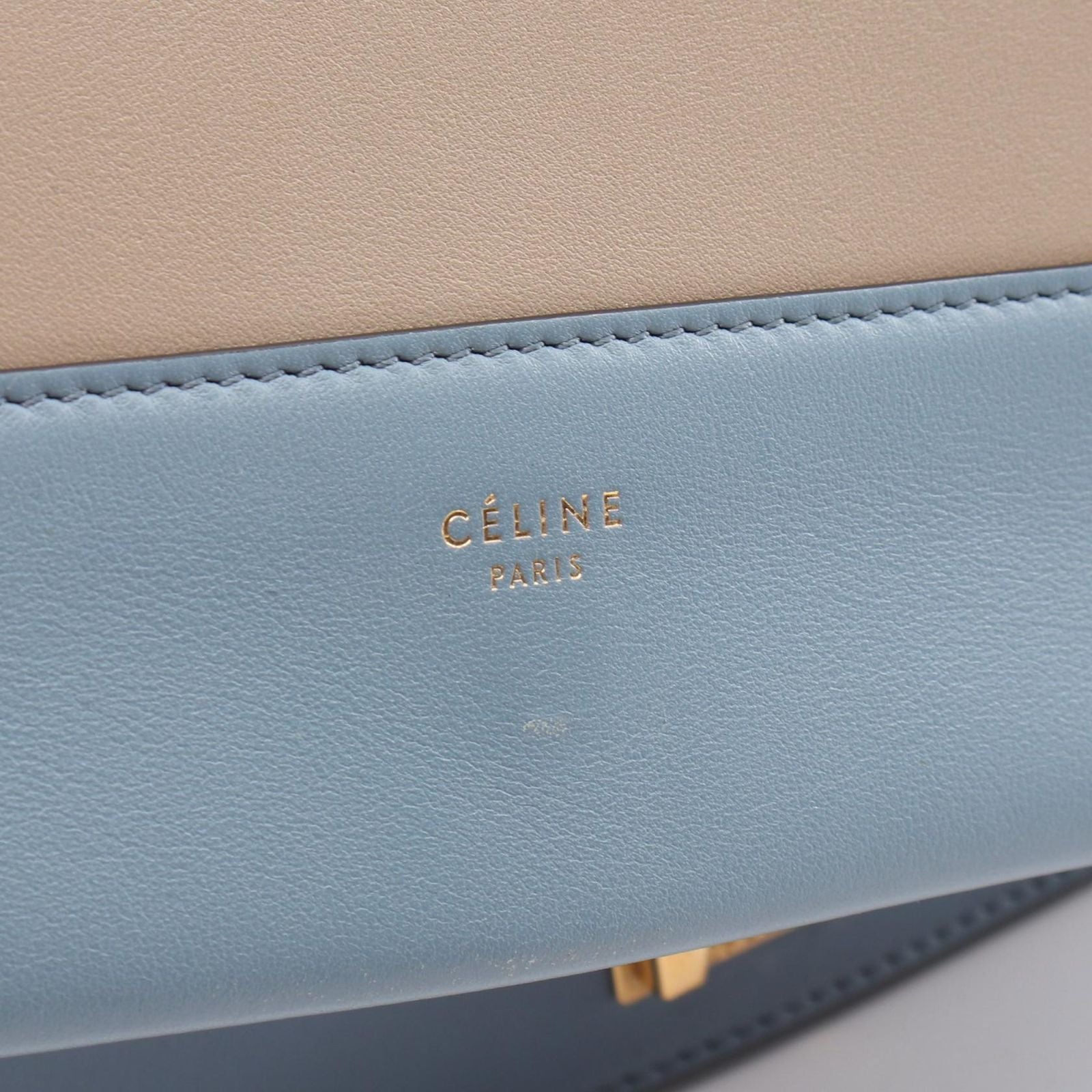 Celine Shoulder Bag Frame Gray Light Blue Leather — view 4