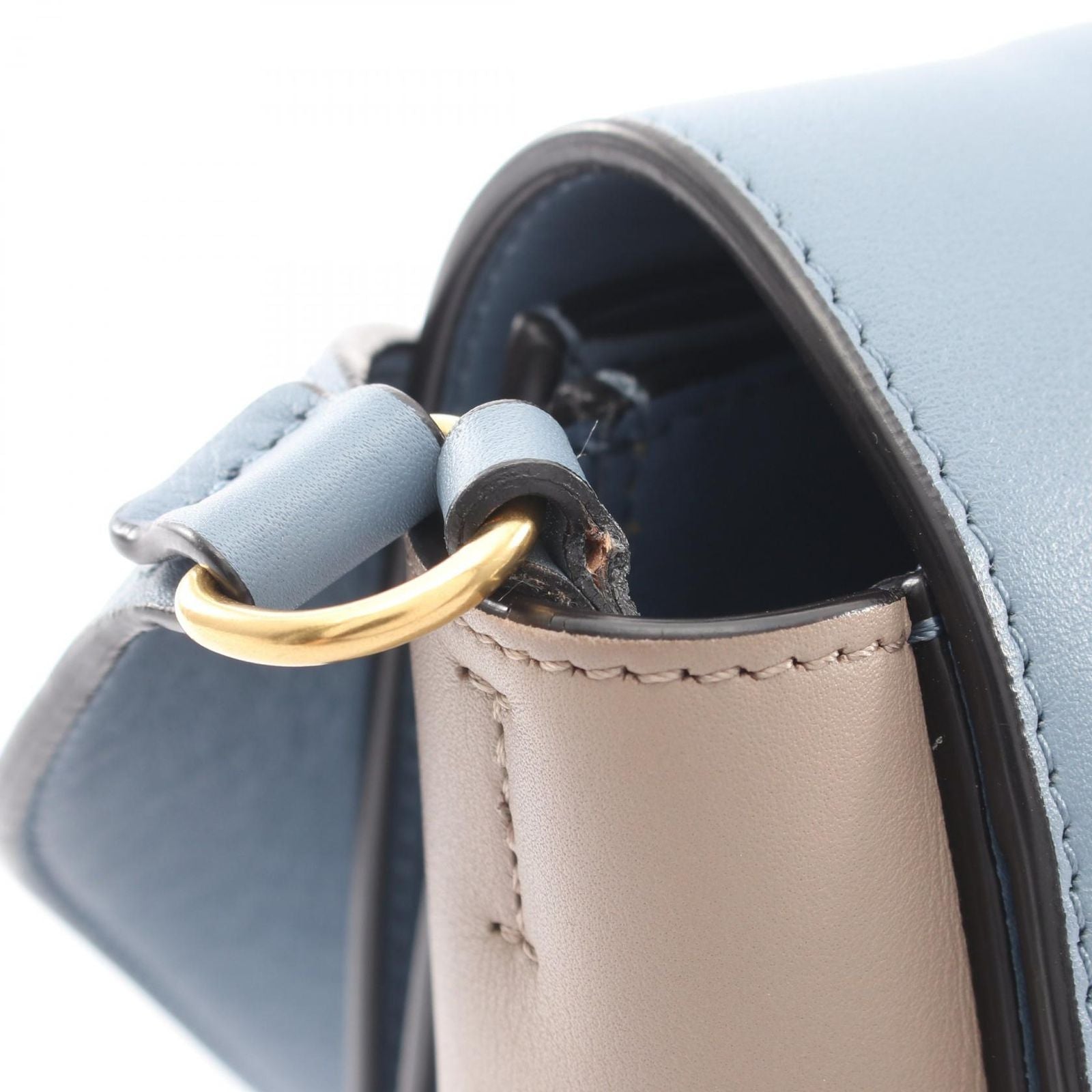 Celine Shoulder Bag Frame Gray Light Blue Leather — view 6